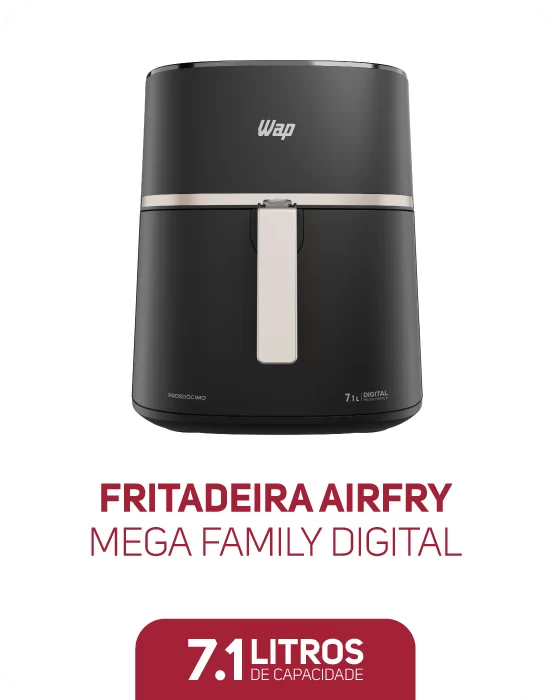 Explore novos sabores com a Fritadeira Elétrica WAP Mega Family Digital de 7,1 litros: o segredo para refeições saudáveis e simples. Wap Air Fryer Mega Family 7,1 litros Digital.