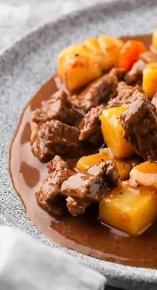 Carne na panela de pressão elétrica com carne e batata.