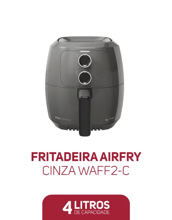 Prepare refeições saudáveis de forma prática, com a Fritadeira Elétrica Wap Air Fryer WAFF2-C 4 litros Cinza. Wap Air Fry 4 litros.