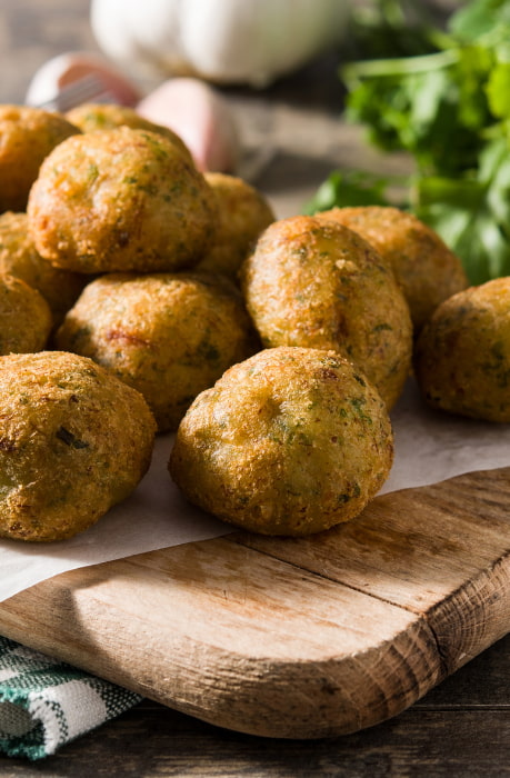 Receita de bolinho de bacalhau.