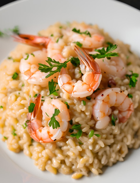 Receita de risoto de camarão.