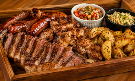 Churrasco com batatas rústicas
