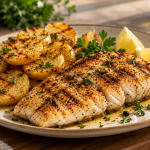 Peixe grelhado com batatas na Sanduicheira Grill Inox WG2000