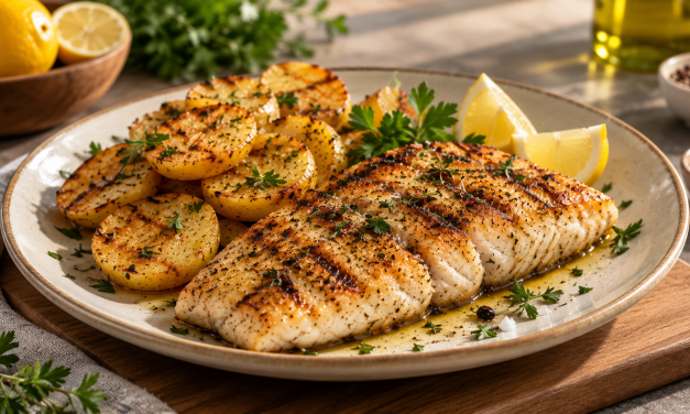 Peixe grelhado com batatas na Sanduicheira Grill Inox WG2000
